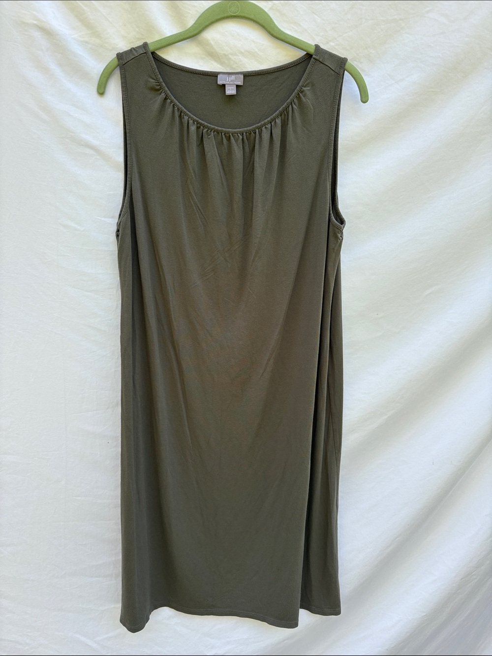 J. Jill Olive Green Sleeveless Midi Shift Dress